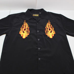 Dragonfly Mens XL Flame pattern black short sleeve